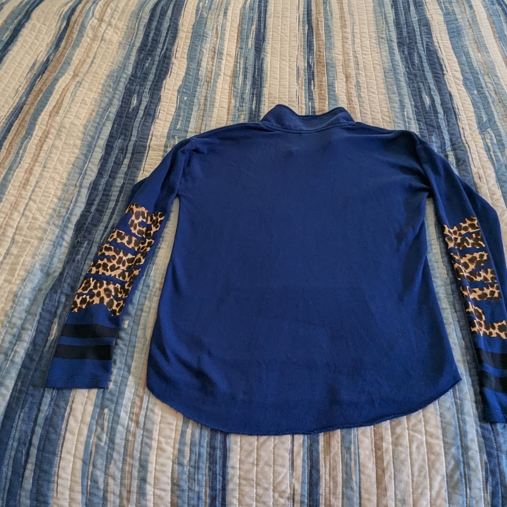 PINK Victoria's Secret Cobalt Sweater with Leopard Sleeves - Picture 6 of 6